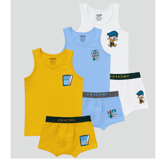 Dice - Printed Boys' Underwear Set (Top-bottom) Pack Of 3