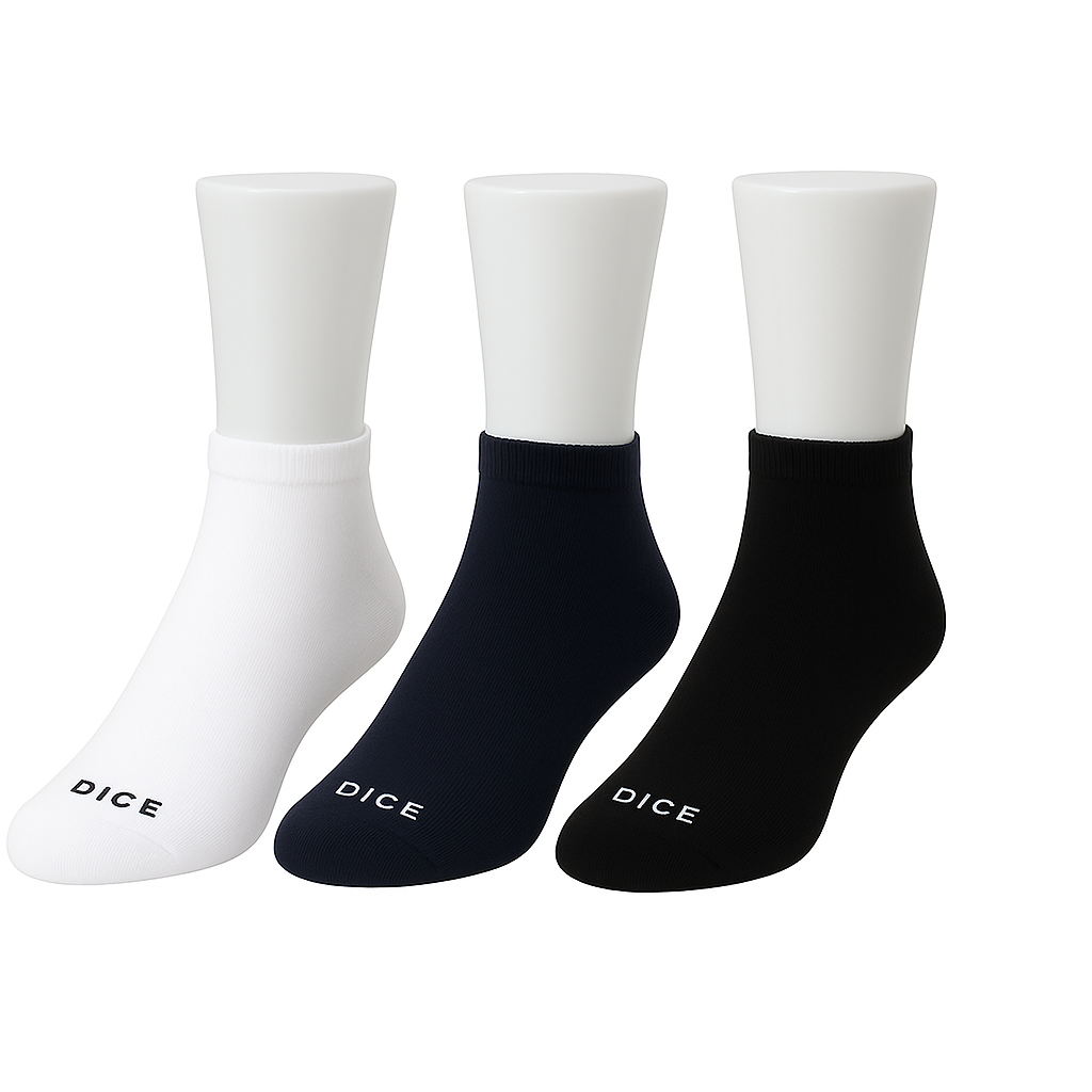 دايس - شرابات رجالي Half Socket - عبوة 3 قطع - White-Black-Navy